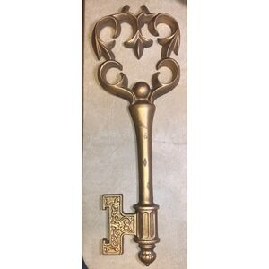 Vintage 18" Gold Gothic Key Wall Art Hoda Metal Products USA Mid Century Decor